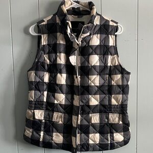 Talbots Black and Cream Buffalo plaid vest